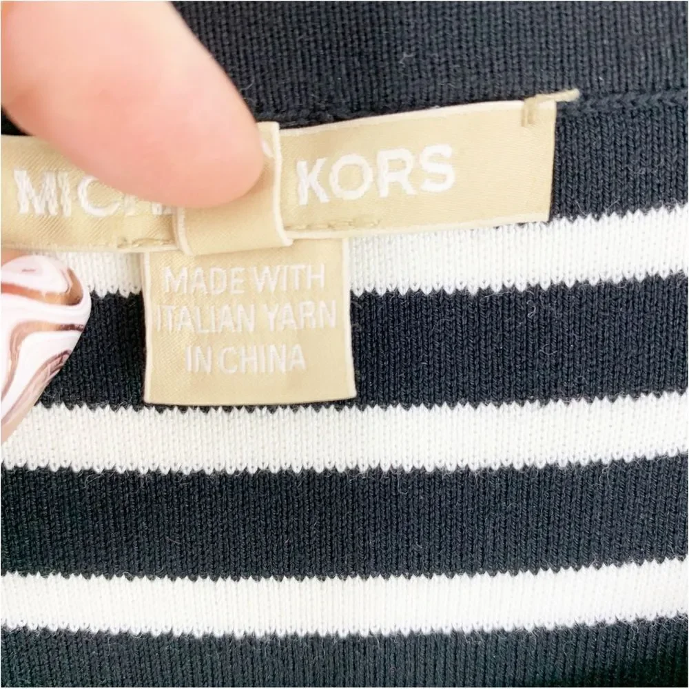 Michael Kors Short Sleeve Black and White Striped T-Shirt Dress‎